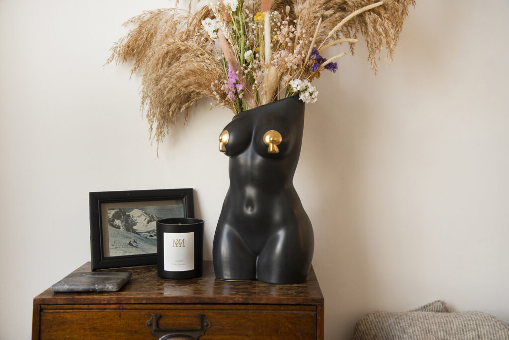 Mila Maven Femme vase with dried foliage
