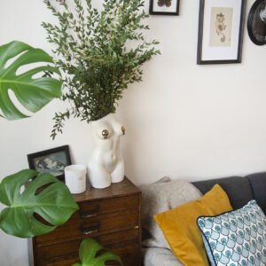 Femme vase in styled setting with other Mila Maven Products